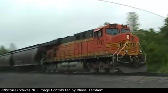 BNSF grain train DPU